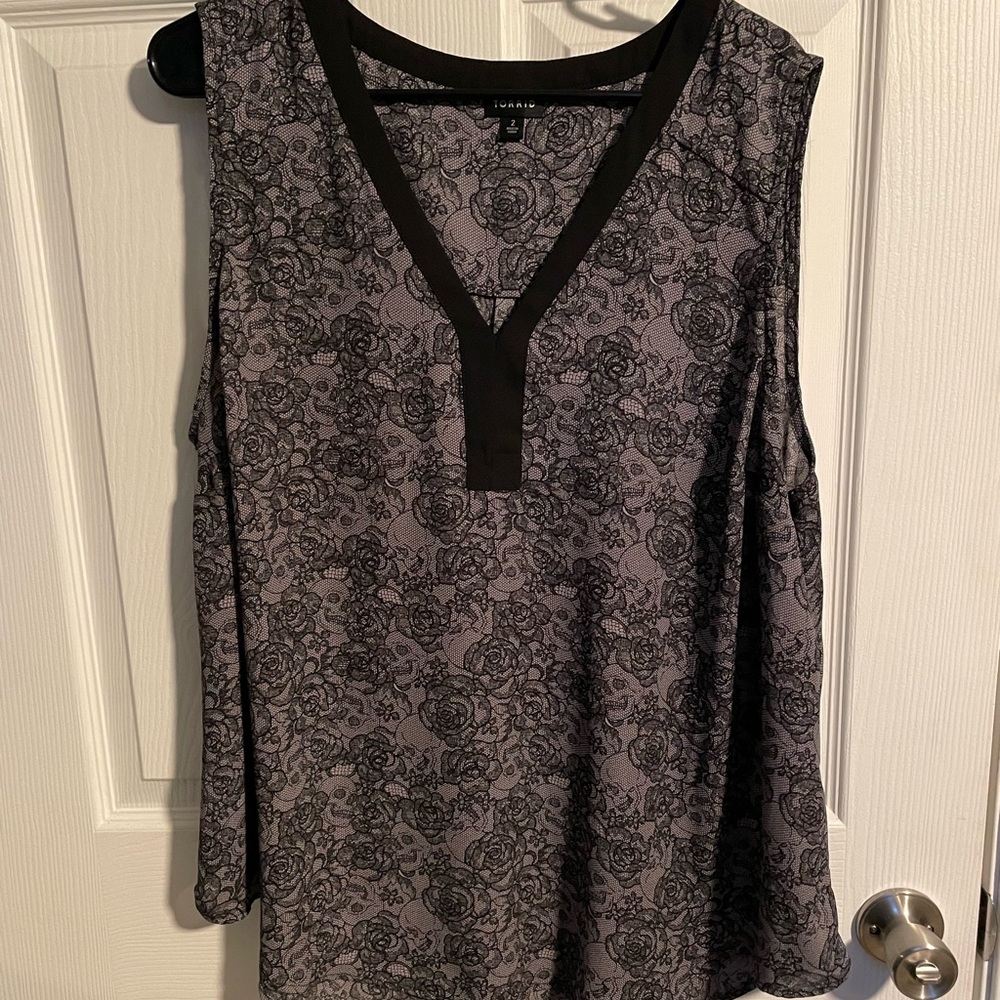 Torrid Gray Skull Lace Georgette Tank